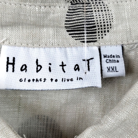 Habitat 100% Linen Loose button-down Long Sleeve Top Abstract Dot Print XL/XLL - Picture 12 of 13
